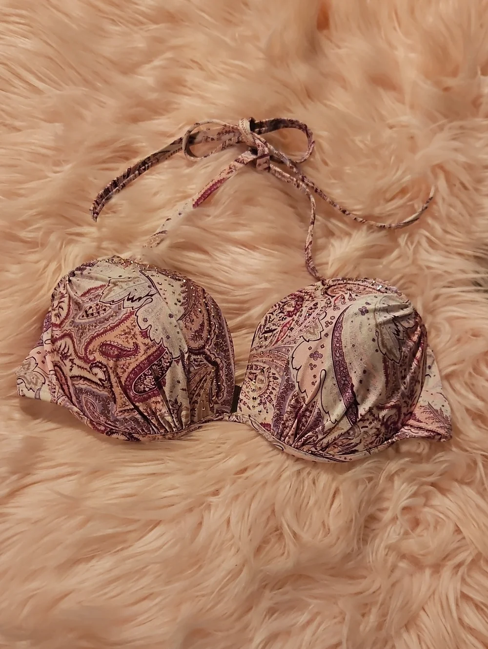 VS VINTAGE 2012 The Tease Halter Pink Paisley Push-Up, The Hottie Cheeky Bikini